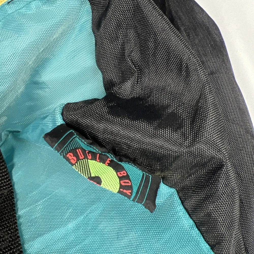 Vintage Bugle Boy Duffel Bag 90s Colorblock Teal Red Black Nylon Gym Travel Bag
